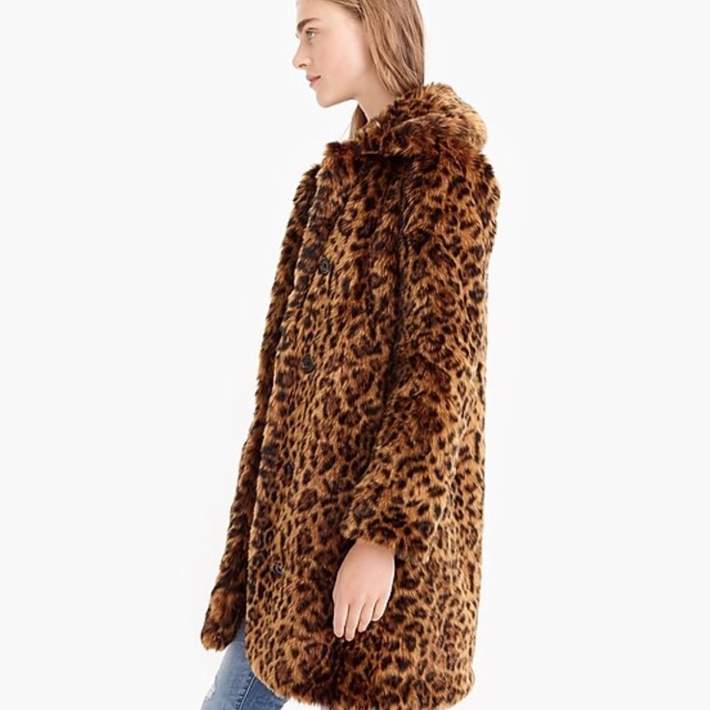J. Crew faux fur leopard coat - Picture 6 of 8